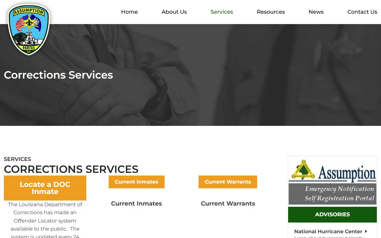 Assumption Parish arrest records sheriff corrections portal links