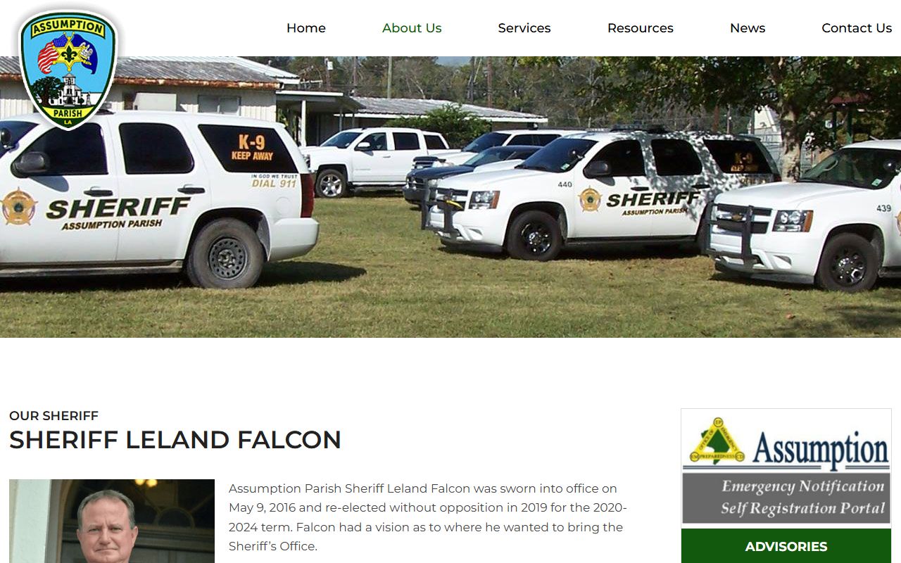 Assumption Parish arrest records Sheriff Leland Falcon biography