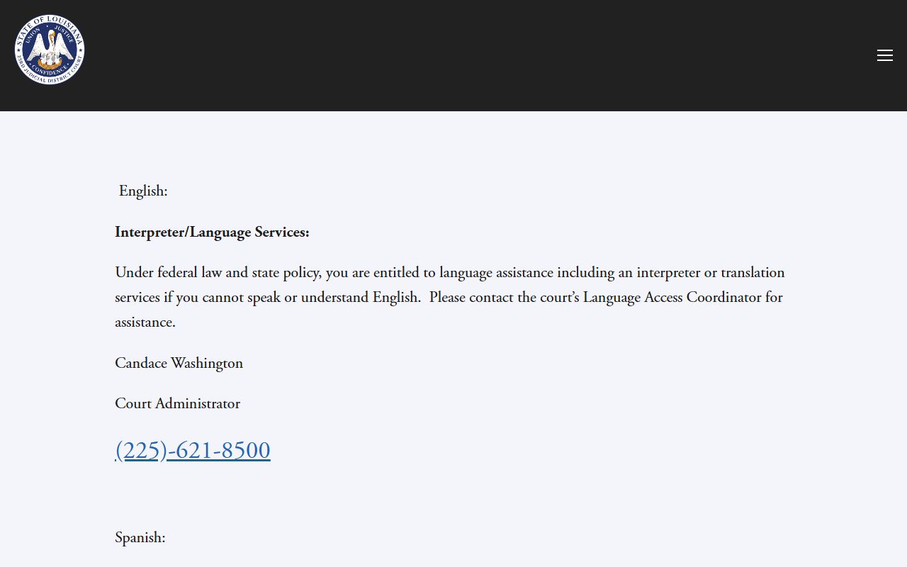 Assumption Parish court dockets language access for hearings