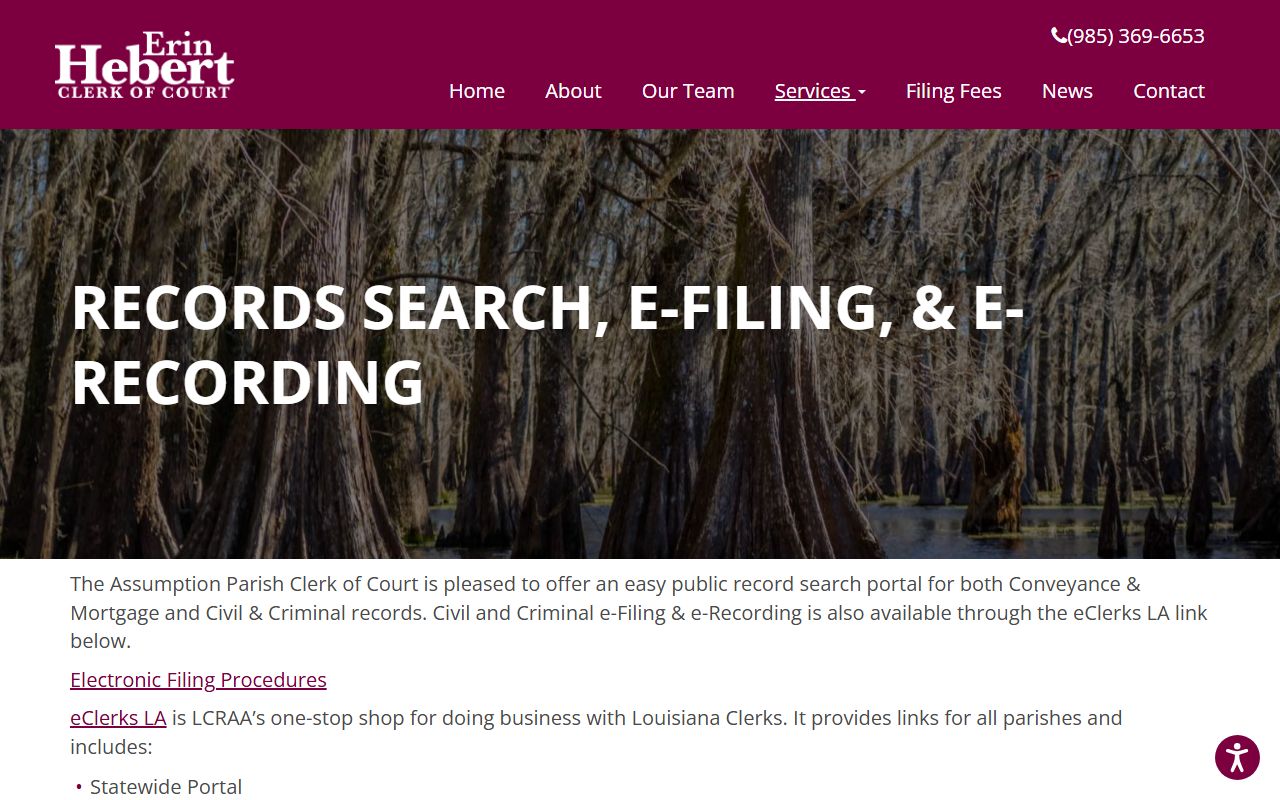 Assumption Parish court records LCRAA and eClerks search links