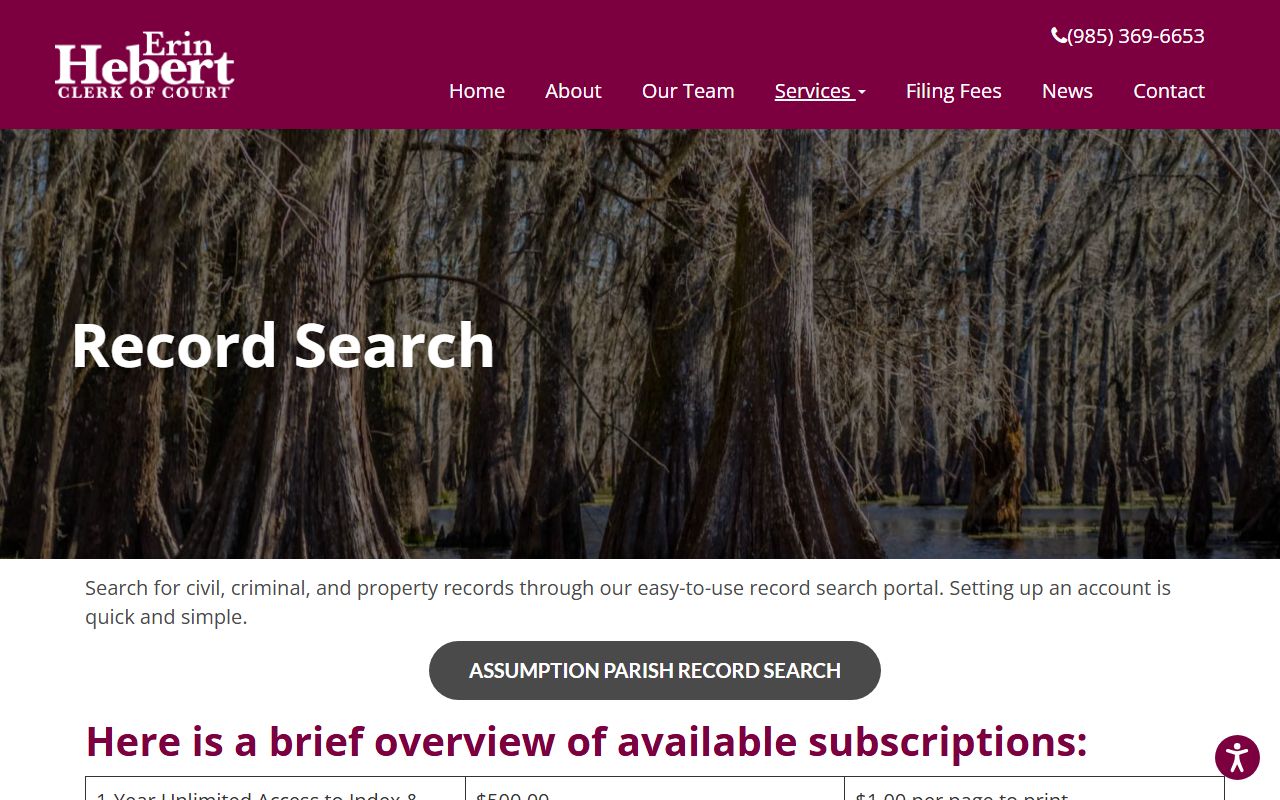 Assumption Parish court records search overview
