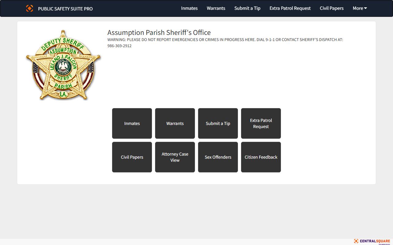 Assumption Parish inmate records Zuercher public portal