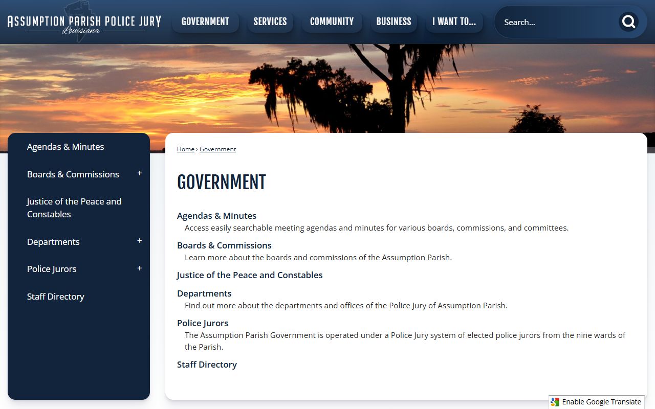Assumption Parish warrant records parish government overview