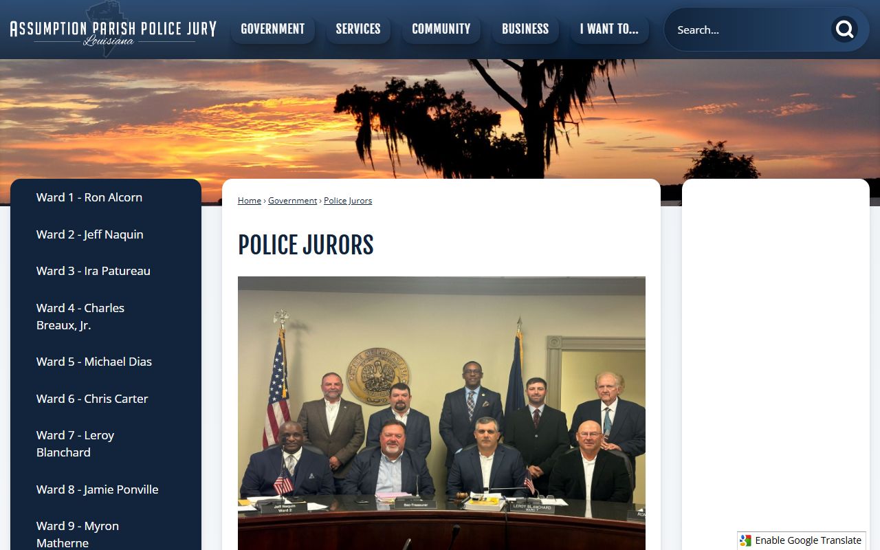 Assumption Parish warrant records police jury and independent agencies
